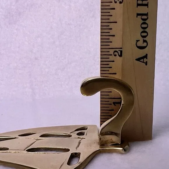 Vintage Brass Sailboat Wall Hooks Set of 2 Nautical Coastal Decor Gold - Picture 10 of 11